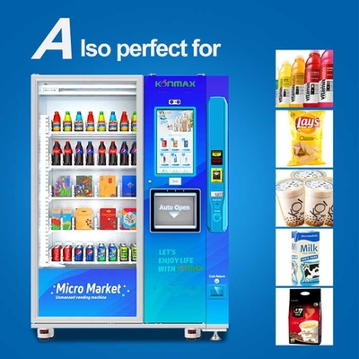 Máquina de venda automática combinado do pagamento do serviço QR do auto do petisco e da propaganda da bebida